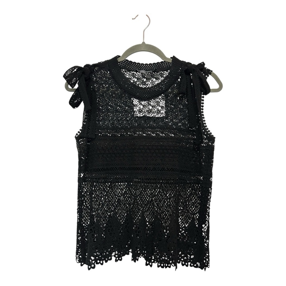 Goen.J Black Sleeveless Lace Crochet Blouse Top Size Large | Sheer Designer - Picture 2 of 6